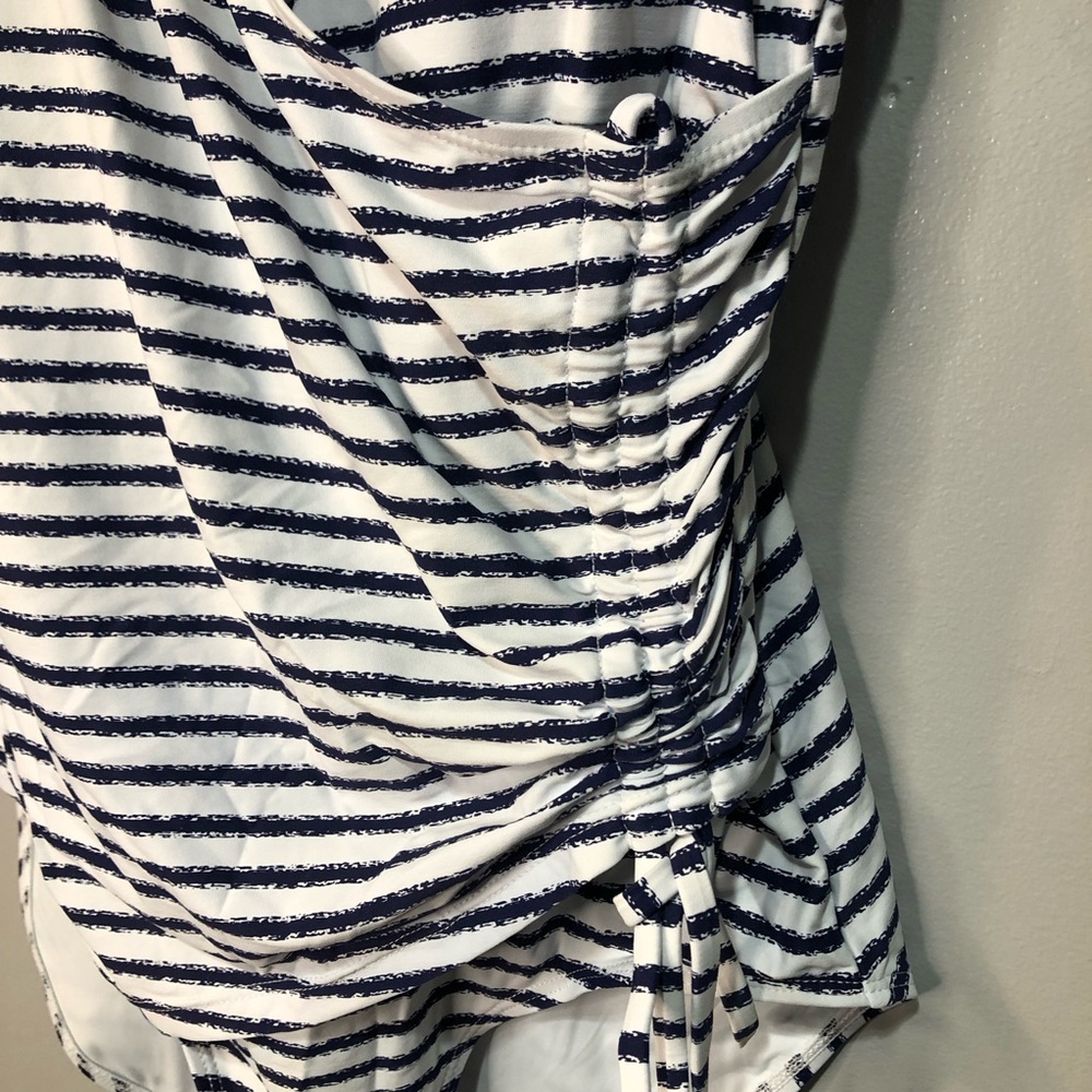 Nip Tick Swim Navy And White Striped Swimsuit Dou… - image 3